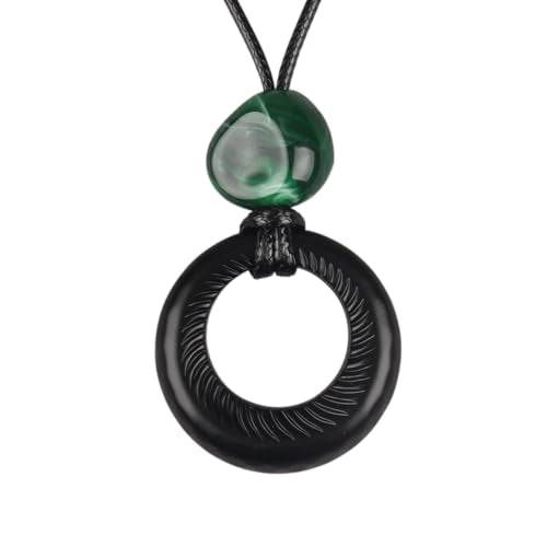 Bohemian Necklaces for Women Long Leather Necklace with Large Pendant Chunky Boho Hippie Jewelry Pendant Chocker Necklace - style: Large Pendant Necklace