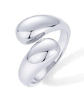 PAVOI 14K Gold Plated Chunky Open Twist Stackable Rings for Women | Bold Crossover Statement Ring Band - color: White Gold