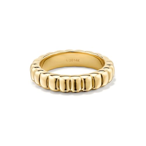 NOKMIT 14K Gold Filled Chunky Statement Rings for Women Cute Puffy Dome Croissant Thumb Band Non Tarnish Comfort Fit Size 5-10 - color: B-Gold