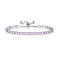CiNily Adjustable Tennis Bracelets for Women Teen Girls Rainbow Cubic Zirconia Bracelet 14K White Gold Plated Hypoallergenic Slider Bracelet Jewelry Gift - color: Pink white