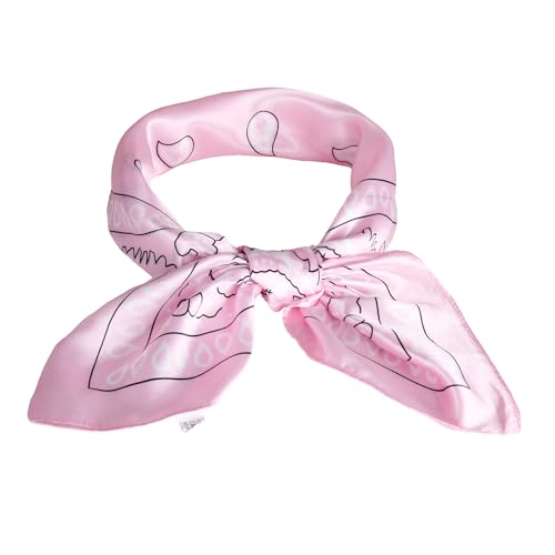 35” Satin Large Square Head Scarves-Like Silk Satin Scarf for Hair Wrapping at Night Bandana Square Scarf for Sleeping - color: Little Water Drop-pink