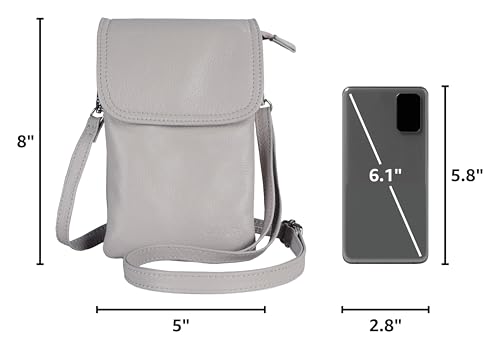 befen Genuine Leather Small Crossbody Bags for Women Cell Phone Bag Cross Body Purses,Silver Zipper - color: Beige Grey