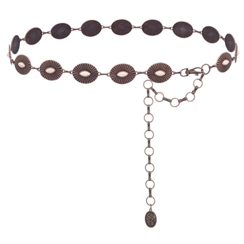 Montana West Rustic Couture's Large Western Concho Metal Belts for Women Cowgirl - color: White Smoke