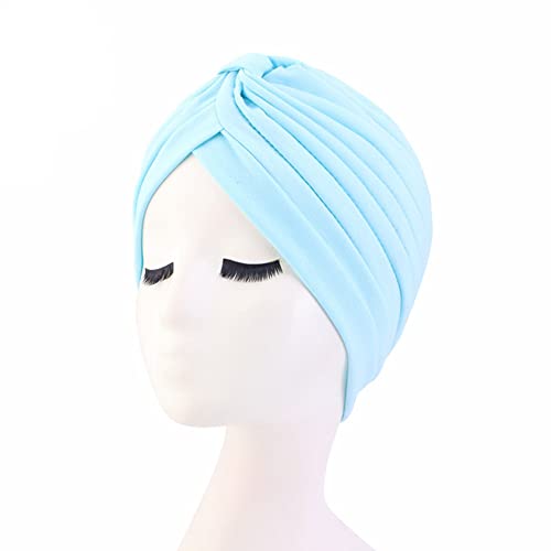 beauty YFJH Women's Cotton Turban Head Wrap Cancer Chemo Beanies Cap Headwear Cap Bonnet Hair Loss Hat - color: Khaki Pink Blue Bean Green