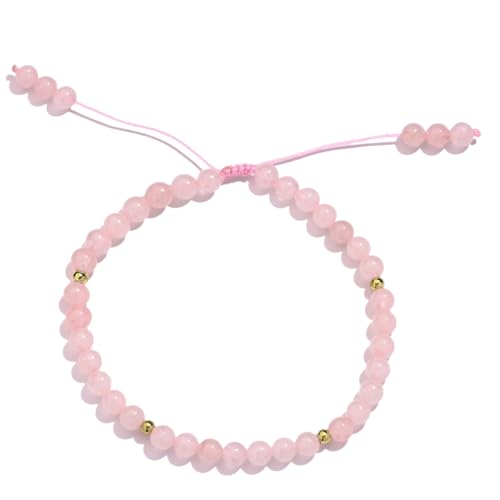 Softones 6mm Natural Stone Anklet for Women Gemstone Ankle Bracelets for Women Healing Energy Crystal Anklets Adjustable(8.5-10 Inches) - color: Rose Quartz