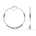 LeCalla 925 Sterling Silver Large Hoop Earrings | Lightweight Antique Bali Hoops | Two-Tone Bohemian Oxidized Balinese Earrings for Women - color: BIG Bali Beaed-60mm