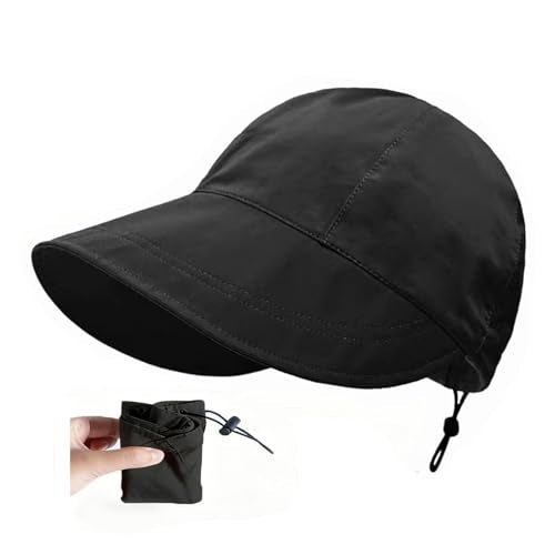 huablo UPF 50+ Womens Sun Hat Wide Brim Sun Hat UV Protection Hiking Fishing Hat Adjustable Head Circumference for Easy Carry - color: Black