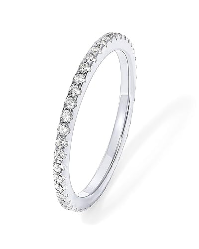 PAVOI Gold Plated Solid 925 Sterling Silver CZ Simulated Diamond Stackable Ring Eternity Bands for Women - color: 1-Pack White Gold