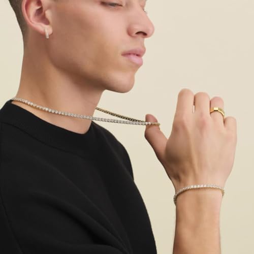 Gem's Beauty Moissanite Tennis Necklaces for Women Gifts 2-6.5mm 925 Silver Tennis Necklace Men D Color Round Cut Diamond 4.59-112.00CT