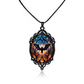 Halloween Gothic Witch Necklaces Cross Glass Pendant Necklace for Women Punk Vintage Black Dark Oval Cameo Necklace Witch Emo Necklaces Halloween Jewelry Witch Accessories 2025 - style: Bat