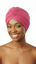 DONNA Glitter Turban – Full Size Stretch Headwrap with Elastic Hold – Sparkly Fashion Turban for Women’s Hair Protection - color: Pink