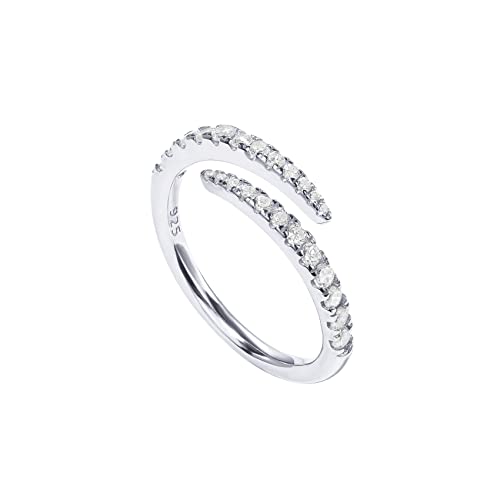 PAVOI 14K Gold Plated Cubic Zirconia Open Twist Eternity Band for Women - color: White Gold, size: 9