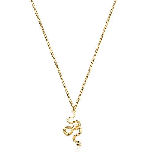 Fettero Animal Necklaces for Women 14K Gold Plated Charm Snake Necklace Elephant Bird Cat Butterfly Pendant Cute Dainty Necklace Jewelry - style: Snake-C