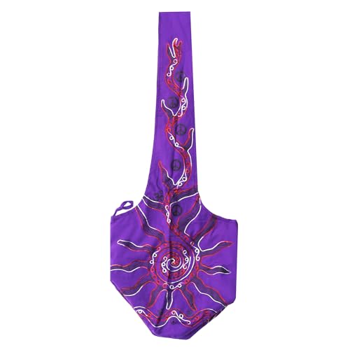 Mandala Crafts Hippie Bag, Large Boho Hobo Purse for Women, Crossbody Shoulder Sling Bags for Indie Style Bohemian Accessory - style: Purple Color Sun