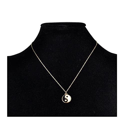 Gold Silver Yin Yang Pendant Necklace for Couples - color: Gold
