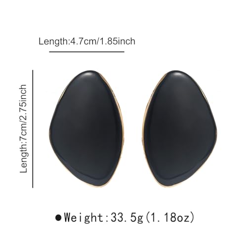 Statement Earrings for Women Big Earrings Large Statement Earrings Chunky Irregular Geometric Drop Dangle Earrings Oval Round Pebble Shape Earrings Chunky Jewelry - style: Black