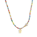 Colorful Pearl Beaded Initial Choker Necklaces for Women, Boho Handmade Personalized Seed Beads Letter Name Necklace Beach Surfer Bohemian Jewelry Gift - color: W