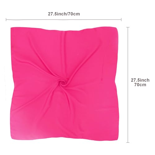 vimate Head Scarf for Women Hair 27'' Square Satin Silk Feeling Bnadana Neck Scarf Handbag Accessories Etc - color: C68#. Hot Pink