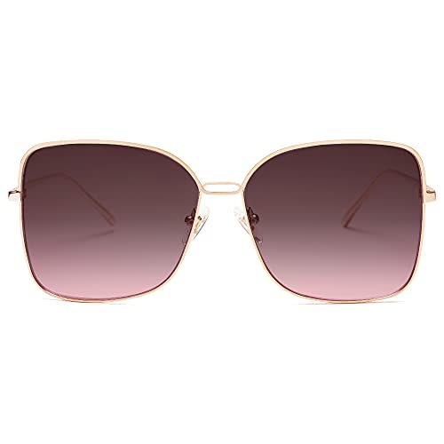 SOJOS Trendy Square Oversized Sunglasses Womens Mens UV400 Big Large Designer Shades SJ1082 - color: Rose Gold/Rose