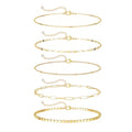 DEARMAY 14K Gold Plated Ankle Bracelets for Women Waterproof - Dainty 6Pcs Anklets Layered Cuban Link Chain Herringbone Cute Anklets Set Pack Summer Beach Jewelry Gift for Women Teen - color: Gold Anklet C