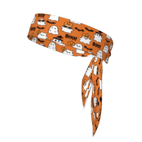 Sports Tie Headband Bandana Running Athletic Sweat Band Elastic Adjustable Sport Head Tie for Men Women Head Ties Ninja Tie Headbands Tennis Sweatbands Soccer Basketball Teams Running Head Band - color: Ghost bat