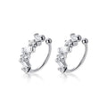 SLUYNZ 925 Sterling Silver CZ Cuff Earrings for Women Small Hoop Earrings No Piercing Cartilage Earrings - color: A-Silver
