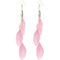 coadipress Boho Piercing Tassel Feather Long Chain Earrings Retro Lightweight Native Feather Dangle Drop Earrings for Women Bohemian Handmade Natural Feathers Earring Jewelry - color: Pink
