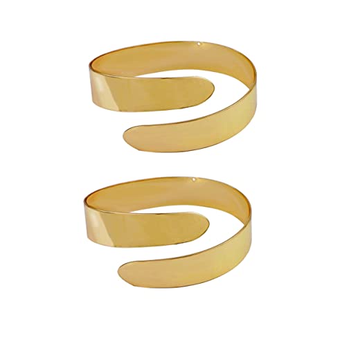 Pingyongchang 2 Pcs Cuff Bangle Bracelet for Women Open Wide Wire Bracelets Set Gold Wrist Cuff Wrap Bracelet Adjustable Classic Bohemia Birthday Gift - color: F