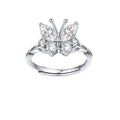 Bestyle 925 Sterling Silver Butterfly Ring Hypoallergnic Adjustable Birthstone Rings for Women Butterfly Jewelry Gifts for Anniversary Mothers' Day Birthday - color: 04.April (Clear Quartz)-Ring
