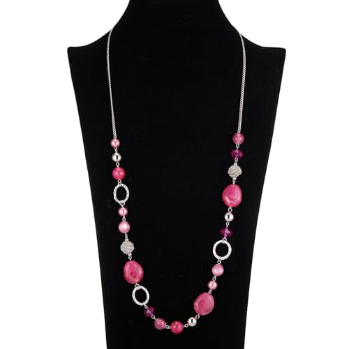PEARL&CLUB Long Beaded Necklaces For Women - Sweater Chain Fashion Jewelry Necklace Gifts For Women - color: 23-Orange