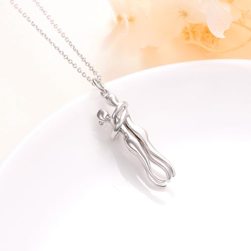 FLYOW S925 Sterling Silver Best Friend Couple Pendant Friendship Sun Moon Lotus Yin Yang Matching Bff Necklace for Women Jewelry - style: silver