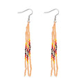 Native Long Beaded Tassel Earrings for Women, Boho Handmade Colorful Beads Statement Dangle Earing Prom Jewelry Gift. - color: Pale Orange