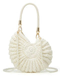 Jusavie Bohemia Crochet Handwoven Seashell Bag Women Summer Beach Bag Boho Evening Clutch Purses Shoulder Crossbody Bags 2026 - color: Beige