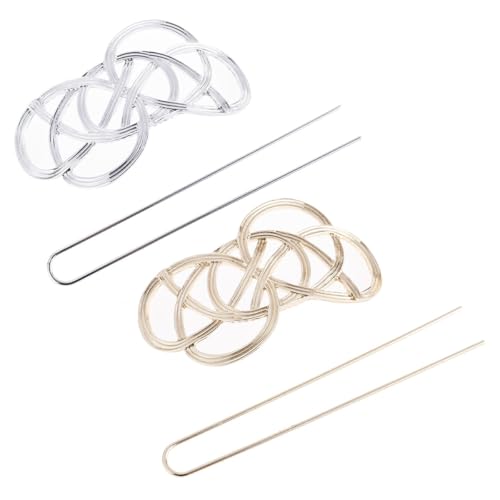 FRCOLOR Vintage Hair Bun Holder Clips 2pcs Geometric Hair Cuff Stick Set for Women for Updo Styling and Bun Makers