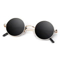 Round Polarized Sunglasses Men Women,Retro Metal Hippie Shades with 100% UV Protection - color: A03- Golden Frame Black Lens