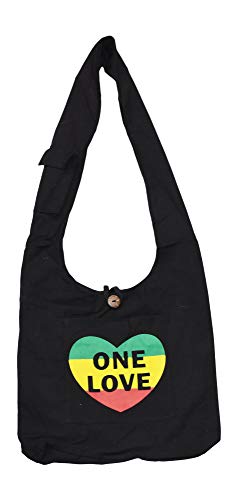 Mandala Crafts Hippie Bag, Large Boho Hobo Purse for Women, Crossbody Shoulder Sling Bags for Indie Style Bohemian Accessory - style: Rasta One Love