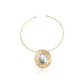Gold Statement Necklace for Women Gold Collar Necklace Choker Chunky Statement Big Oval Pendant Cuff Necklaces African Tribal Ethic Necklace Summer Vacation Jewelry Gifts - color: A1