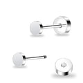 ZDE Women Earrings Flat Back Dot Earrings Titanium Hypoallergenic Cartilage Non-Nickel Earrings Studs for Sensitive Ears Simple Classic 3mm/4mm/5mm/6mm Screw On Stud Earring - color: Silver, size: 3MM