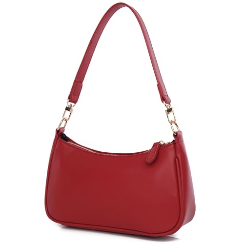 Shoulder Bag for women Crossbody Bags Retro Classic Small Hobo Purse Clutch Tote Handbags with Zipper Closure - color: Red