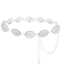 AWAYTR Chain Belt for Women – Adjustable Boho Metal Waist Chain Belt Gold Sliver for Dresses Jeans Country Concert Outfit - color: Sliver-classic Oval