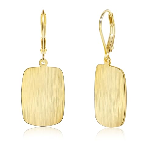 14K Gold Dangle Earrings for Women，Lightweight Circle Disc Coin Geometric Flat Brushed Drop Earrings, Hypoallergenic Leverback Earrings Jewelry - color: B-14K Gold