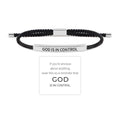 God is in Control Tube Bracelet for Women Men, Handmade Braided Adjustable Inspirational Bracelets Stainless Steel Christian aith Jewelry for Christmas Birthday Gifts - color: Silver-Black