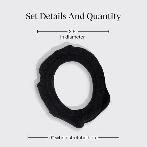 Kitsch Petal Hair Ties No Damage - Strong, Stretchy & Snag-Free Hair Bands | Soft Fabric Ponytail Holders, Stylish Elastics for Everyday Hairstyles | Ideal Gifts for Women - Black, 10pcs - color: Black Petal (Pack of 10)