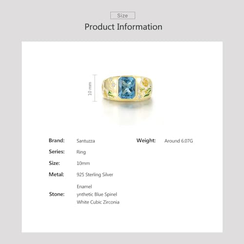 Santuzza 925 Sterling Silver Enamel Flower Pattern Ring for Women - color: Orchid-Yellow