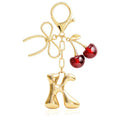 Cute Initial Cherry, Bow, Heart & More Styles - Personalized Keychain Bag Charms & Purse Accessories for Handbags - color: Red Cherry, style: K