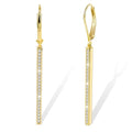 Silver Bar Dangle Drop Earrings for Women, 14K Gold French Style Leverback Dangle Drop Earrings, Hypoallergenic Jewelry - color: CZ 14K Gold