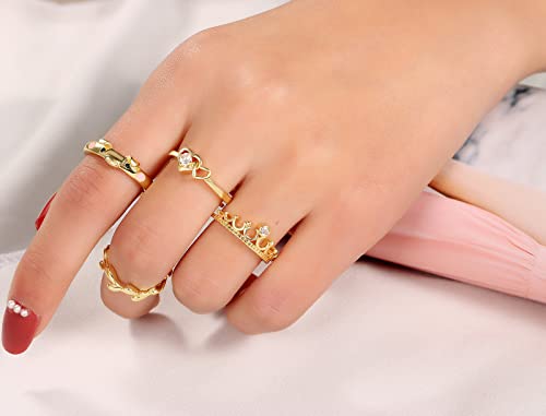 TAMHOO 20 Pcs Adjustable Rings Set for Women - Finger Rings Pack Stackable Rings for Teens- Cute Rings for Teen Girls -in Gold and Silver Tone - color: #3-Golden