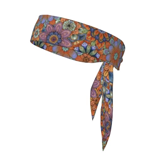Sports Tie Headband Bandana Running Athletic Sweat Band Elastic Adjustable Sport Head Tie for Men Women Head Ties Ninja Tie Headbands Tennis Sweatbands Soccer Basketball Teams Running Head Band - color: Boho