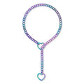 Heart O-ring Slip Chain Necklace For Women, Handmade Punk Gothic Cuban Necklace Jewelry Adjustable Lariat Y-Necklace - color: Rainbow, size: 34"