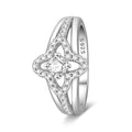 KUNSIR 925 Sterling Silver Rings Classic Cubic Zirconia Eternity Promise Statement Anniversary Wedding Bands Engagement Rings for Women Infinity Forever Love Ring Size 7-9 - style: Four Leaf Clover Ring